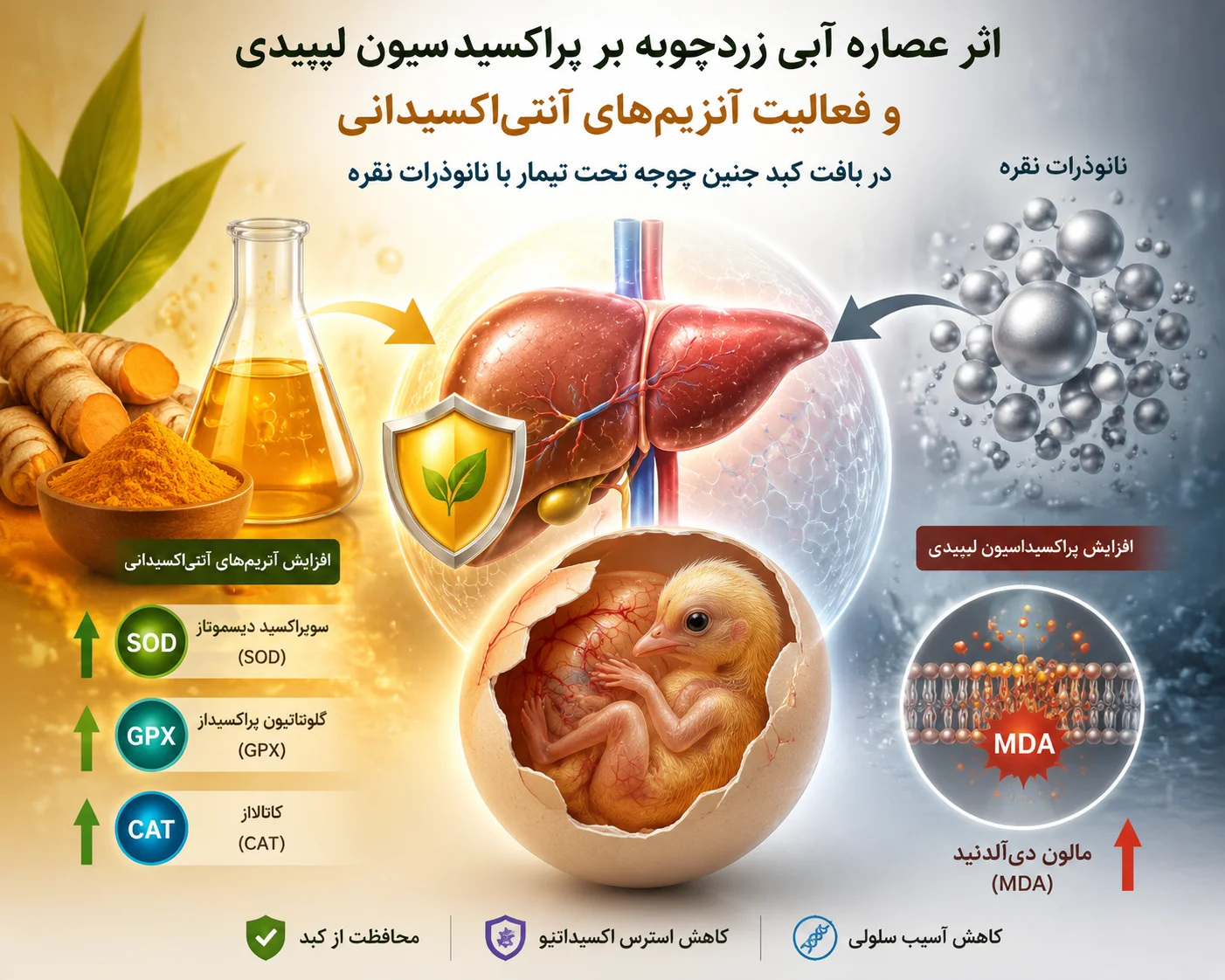اثر عصاره آبی زردچوبه بر پراکسیداسیون لیپیدی و استرس اکسیداتیو کبد جنین جوجه